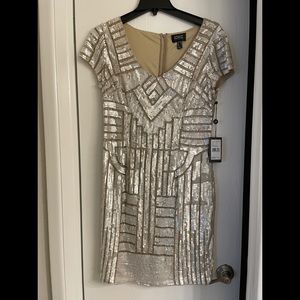 Adrianna Papell sequin cap sleeve dress
